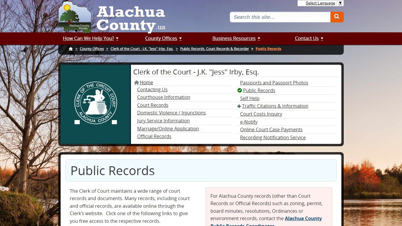 Public Records - Alachua County